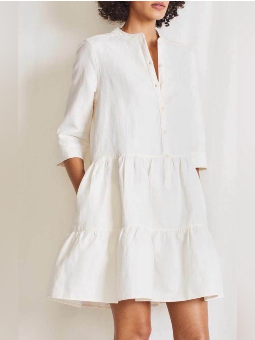 Apiece Apart Cream Maurino Drop Waist Dress